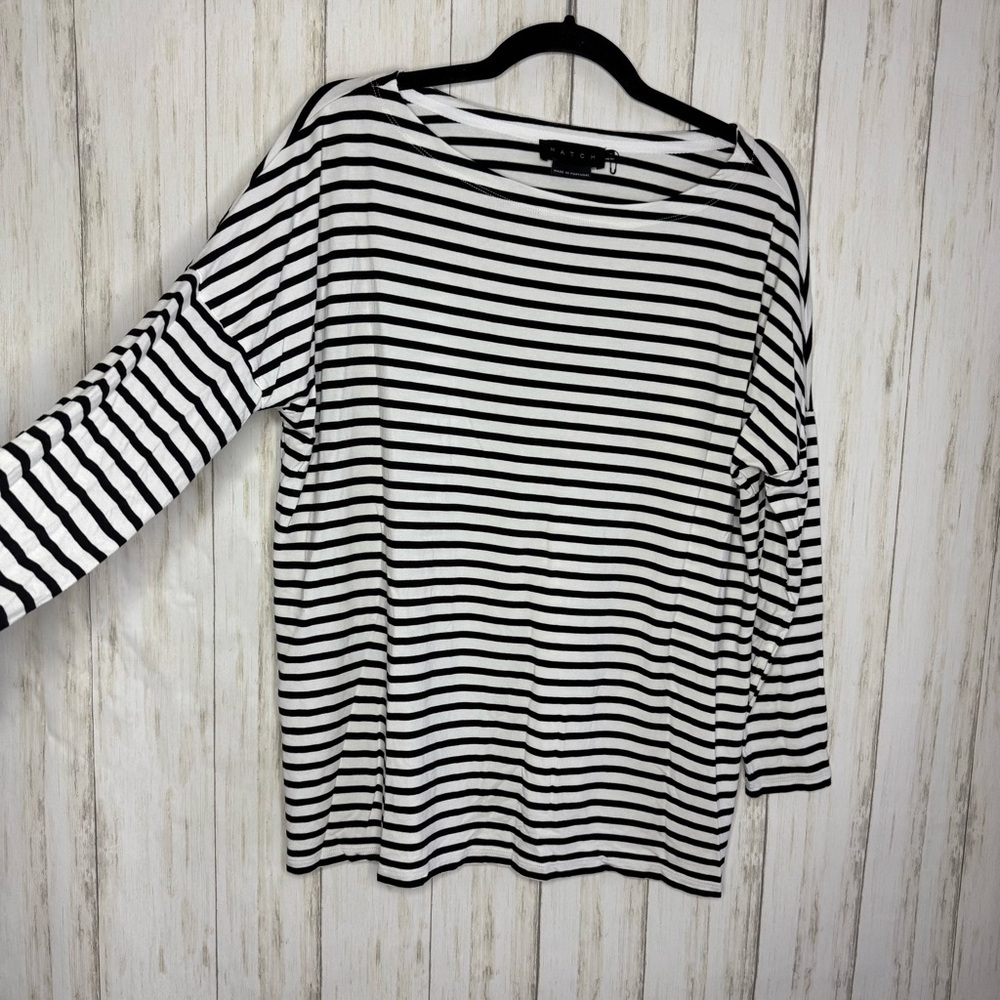 Anthropologie Hatch Black and White Striped Top